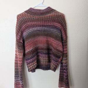 ruby moon Striped Knit Crewneck Sweater in Pink and Brown Washes